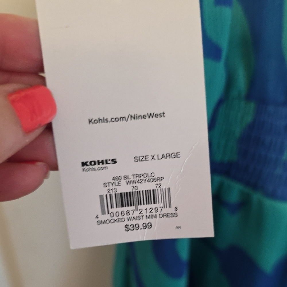 Nine West. NWT Green and Blue Sleeveless Sundress - Picture 7 of 7